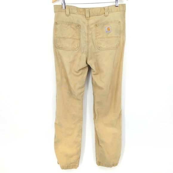 Carhartt Custom Acid Wash Carpenter Pants Straight Fit Distressed Khaki Sz 34x32 - Picture 5 of 9